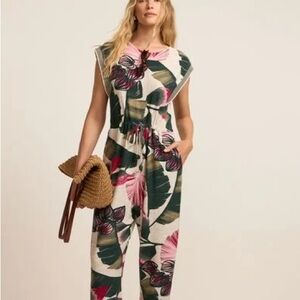 Floral Print Jumpsuit - Pink and Green